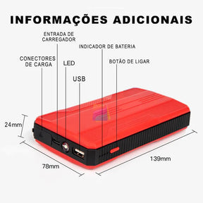 Auxiliar de Partida de Carro 12v e 20000mah - Carpower