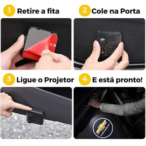 Projetor de Porta Automático Sem Fio Personalizado Luxcar™ + Brinde Grátis